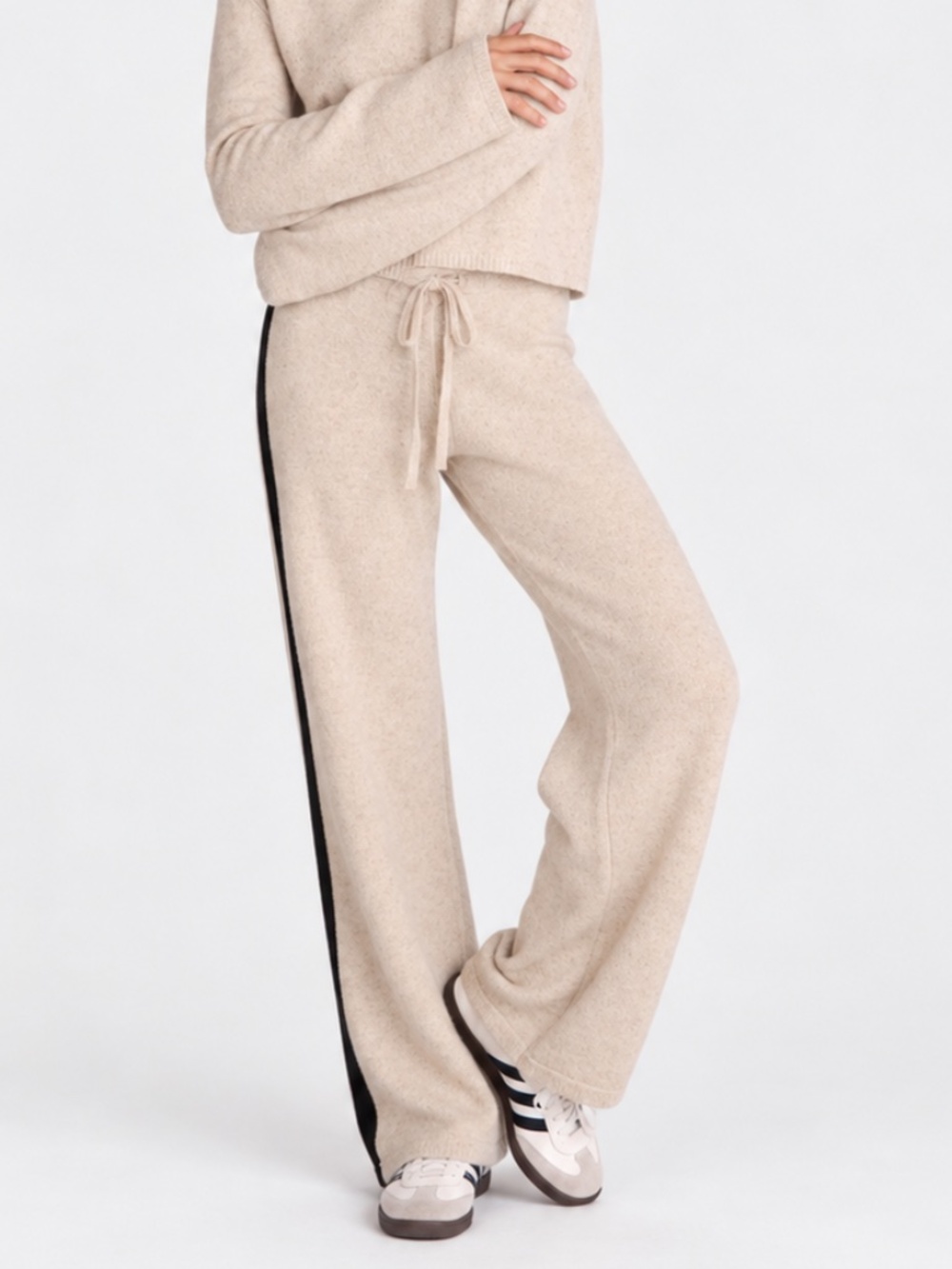 NWT Bella Dahl Oat Black Side Stripe Cashmere Wool Pants XS